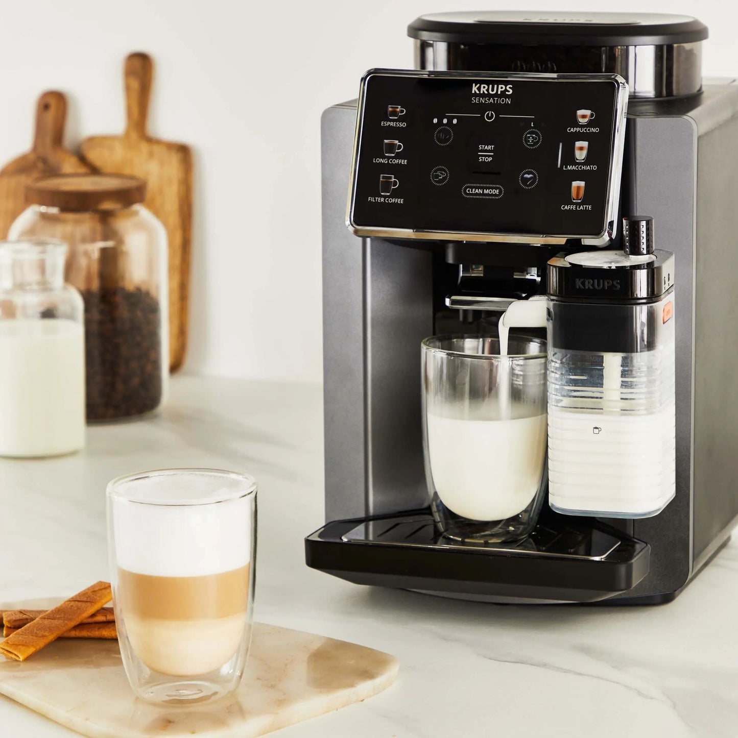 KRUPS Sensation Milk EA912HF0 Automatic Bean Coffee Machine – Black